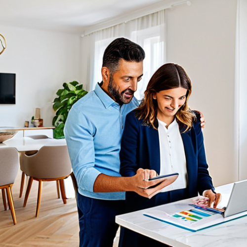 Modern Italian Family Investing**

"A bright and airy modern Italian apartment. A family (mother, father, child) are gathered around a tablet, looking at investment charts. The apartment features stylish Italian furniture and décor. The scene conveys a sense of financial planning and security.  Fully clothed, appropriate attire, safe for work, perfect anatomy, natural proportions, professional, modest, family-friendly, financial literacy."

**